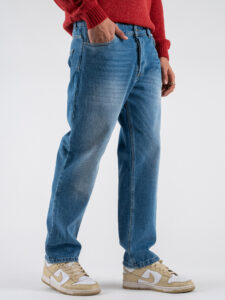 Jeans liscio con gamba a palazzo PT369 Azzurro (6)