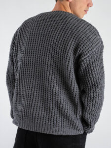 Maglione girocollo morbido lavorato AJ743 Grey (1)