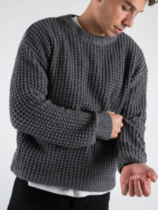 Maglione girocollo morbido lavorato AJ743 Grey (2)