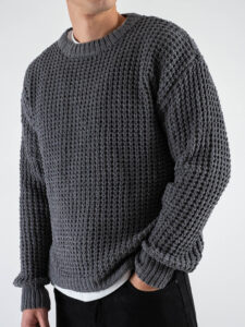 Maglione girocollo morbido lavorato AJ743 Grey (4)