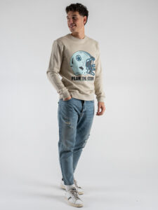 ONLY&SONS Felpa girocollo felpata con stampa Football 220231838 Silver Lining (2)