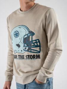 ONLY&SONS Felpa girocollo felpata con stampa Football 220231838 Silver Lining (3)