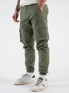 ONLY&SONS Pantalone straight cargo con elastico sul fondo CAM 22016687 Deep Lichen Green (4)
