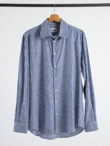 BERNA Camicia in cotone a righe 246117 BluBianche (2)