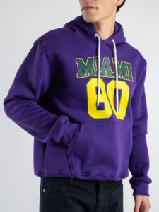 BERNA Felpa cappuccio con stampa frontale MIAMI 246392 Viola (4)