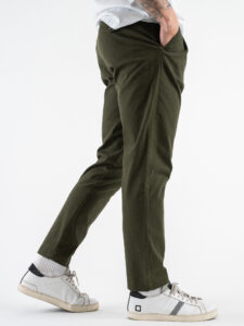 BERNA Pantalone chino cropped morbido con pinces 246384 Sottobosco (5)