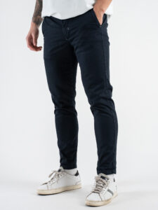 BERNA Pantalone chinos leggero microlavorato 243218 Blu (2)
