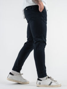 BERNA Pantalone chinos leggero microlavorato 243218 Blu (4)