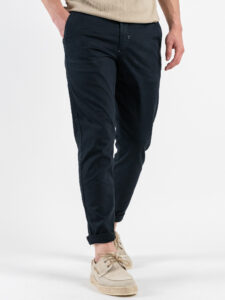 BERNA Pantalone chinos leggero microlavorato 243218 Blu (5)