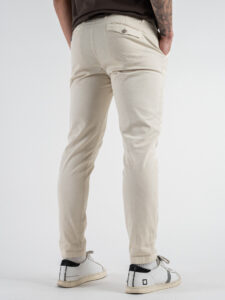 BERNA Pantalone chinos leggero microlavorato 243218 Panna (1)