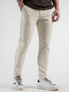 BERNA Pantalone chinos leggero microlavorato 243218 Panna (3)