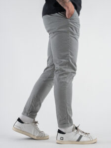 BERNA Pantalone chinos leggero microlavorato 243218 Perla (5)