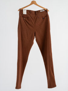 BERNA Pantalone chinos microlavorato 246108 Tegola (2)
