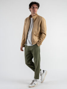 BLACK SUNDAY Jeans a gamba morbida con coulisse e bottone in vita BLKS4012 Militare (2)