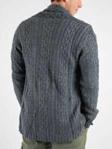 Cardigan intrecciato con collo reverse MMG01 Grigio (3)