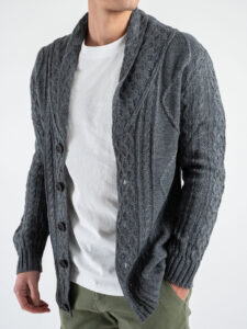 Cardigan intrecciato con collo reverse MMG01 Grigio (5)