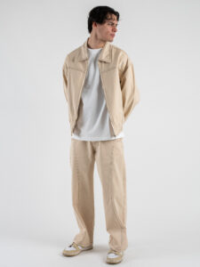 Coordinato con Giacchetta zip + Pantalone baggy KX2223A Beige (2)