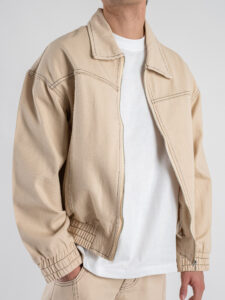 Coordinato con Giacchetta zip + Pantalone baggy KX2223A Beige (3)