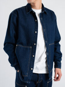 Coordinato in denim con camicia + Pantalone gamba morbida tasca texas PT346 Blu (4)