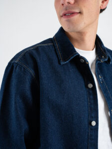 Coordinato in denim con camicia + Pantalone gamba morbida tasca texas PT346 Blu (5)