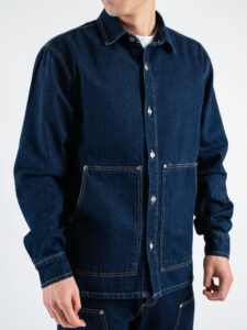Coordinato in denim con camicia + Pantalone gamba morbida tasca texas PT346 Blu (6)