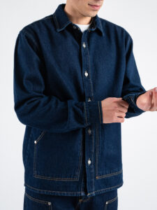 Coordinato in denim con camicia + Pantalone gamba morbida tasca texas PT346 Blu (7)