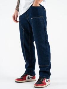 Coordinato in denim con camicia + Pantalone gamba morbida tasca texas PT346 Blu (9)