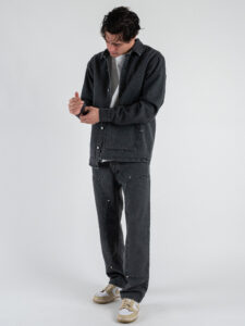 Coordinato in denim con camicia + Pantalone gamba morbida tasca texas PT346 Grigio (1)