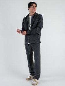 Coordinato in denim con camicia + Pantalone gamba morbida tasca texas PT346 Grigio (2)