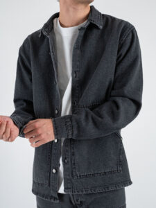 Coordinato in denim con camicia + Pantalone gamba morbida tasca texas PT346 Grigio (3)