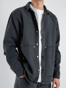 Coordinato in denim con camicia + Pantalone gamba morbida tasca texas PT346 Grigio (4)