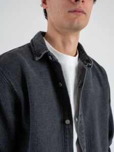 Coordinato in denim con camicia + Pantalone gamba morbida tasca texas PT346 Grigio (5)