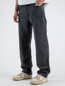 Coordinato in denim con camicia + Pantalone gamba morbida tasca texas PT346 Grigio (7)