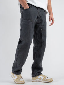 Coordinato in denim con camicia + Pantalone gamba morbida tasca texas PT346 Grigio (8)