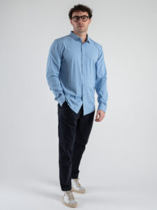 GIANNI LUPO Camicia con collo piccolo in tessuto tesnico elasticizzato GL1002TB Sky (3)