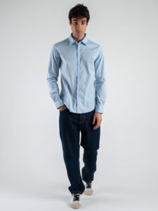 GIANNI LUPO Camicia in cotone con collo grande GL070DA Sky (4)