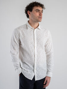 GIANNI LUPO Camicia in sangallo con collo grande GL7808S Bianco (2)