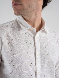 GIANNI LUPO Camicia in sangallo con collo grande GL7808S Bianco (3)