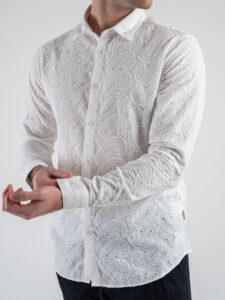 GIANNI LUPO Camicia in sangallo con collo grande GL7808S Bianco (4)