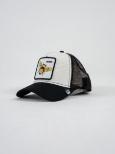 GOORIN BROS Cappellino bianco con visiera nera e patch bianca con stampa ape QUEEN (1)