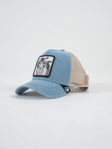 GOORIN BROS Cappellino in jeans con rete beige e patch bianca stampa tigre TIGER (1)