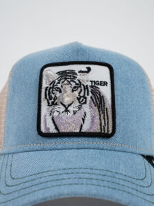 GOORIN BROS Cappellino in jeans con rete beige e patch bianca stampa tigre TIGER (2)