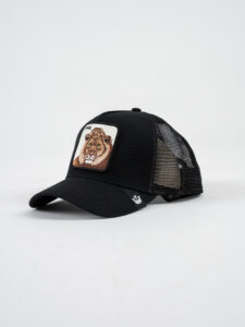GOORIN BROS Cappellino nero con patch in pelle stampa leone KING (1)