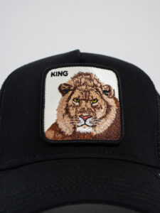 GOORIN BROS Cappellino nero con patch in pelle stampa leone KING (2)