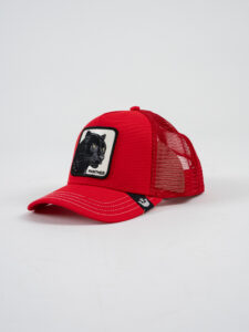 GOORIN BROS Cappellino rosso con patch in pelle bianca stampa pantera PANTHER (2)