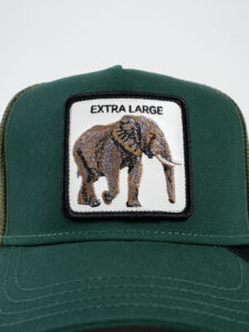 GOORIN BROS Cappellino verde con patch in pelle bianca stampa elefante EXTRA LARGE (2)
