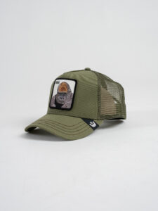GOORIN BROS Cappellino verde militare con patch in pelle bianca stampa King Kong BOSS (1)
