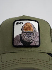 GOORIN BROS Cappellino verde militare con patch in pelle bianca stampa King Kong BOSS (2)