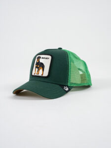 GOORIN BROS Cappellino verde smeraldo con patch in pelle bianca stampa cane BAD BOY (2)
