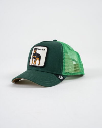 GOORIN BROS Cappellino verde smeraldo con patch in pelle bianca stampa cane BAD BOY 2 Nuovi Arrivi